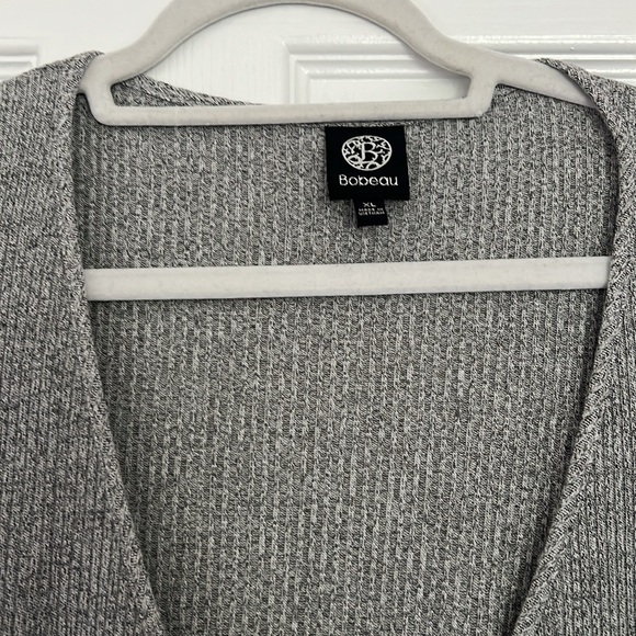 Bobeau Gray Ribbed Wrap Long Sleeve Top - Picture 2 of 11